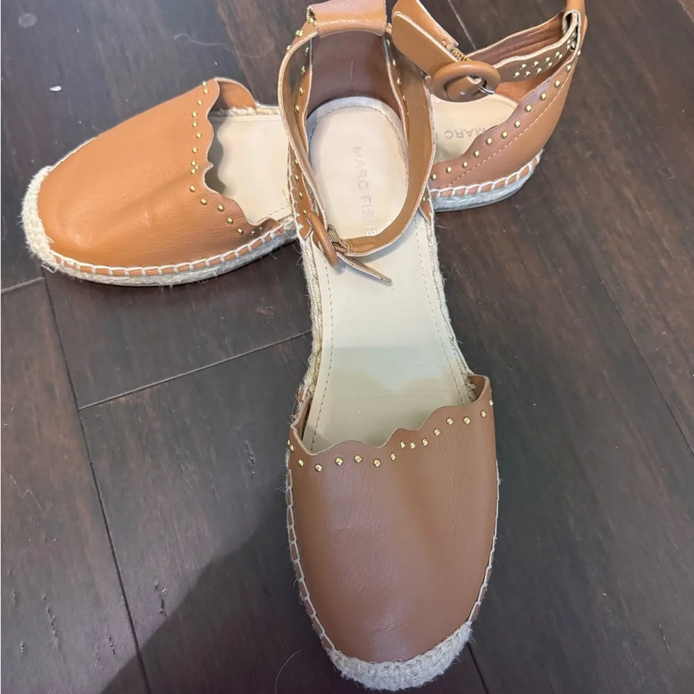 Marc Fisher Jarquise Espadrille, Sz 8 Tan, closed toe, resort wear, beach